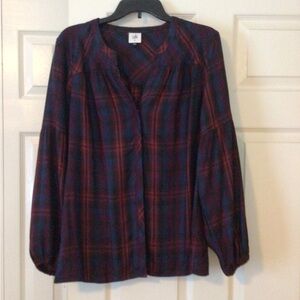 CAbi Plaid Blouse - Blue and Red